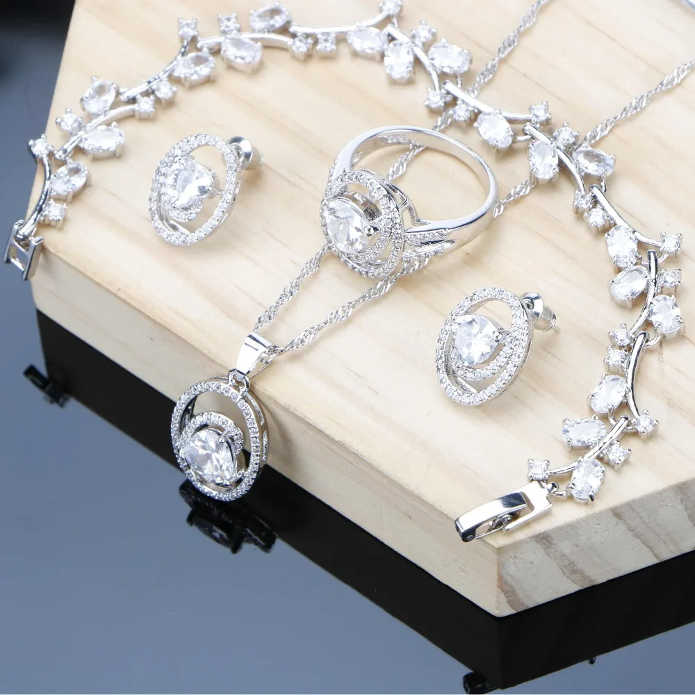 Women Jewelry Sets Wedding White Cubic Zirconia Silver 925 Jewelry Bracelet Ring Earrings Necklace Set Heart For Lover
Women Jewelry Sets Wedding White Cubic Zirconia Silver 925 Jewelry Bracelet Ring Earrings Necklace Set Heart For Lover