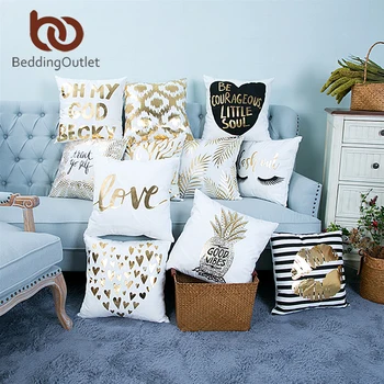 BeddingOutlet Bronzing Cushion Cover Gold Decorative
