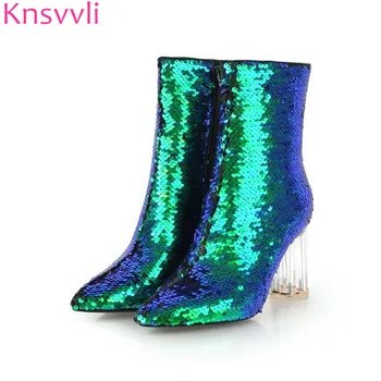 2018 New Bling Bling Ankle boots Women Pointy toe Sequined Chunky high heels Party Boots Clear heels Ladies Shoes zapatos mujer
2018 New Bling Bling Ankle boots Women Pointy toe Sequined Chunky high heels Party Boots Clear heels Ladies Shoes zapatos mujer