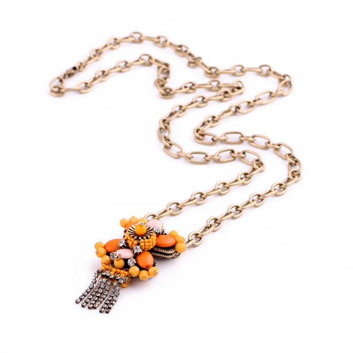 Hot Selling Long Chain Necklace Resin Glass Zinc Alloy Fashion Rhinestone Orange Pendant Necklace
Hot Selling Long Chain Necklace Resin Glass Zinc Alloy Fashion Rhinestone Orange Pendant Necklace