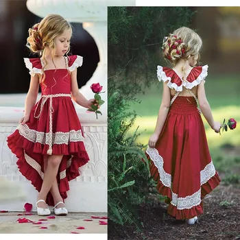 New style Baby girls Small Flying sleeve dress Front short back long dovetail dress Baby Lace Backless irregular party dress
New style Baby girls Small Flying sleeve dress Front short back long dovetail dress Baby Lace Backless irregular party dress
