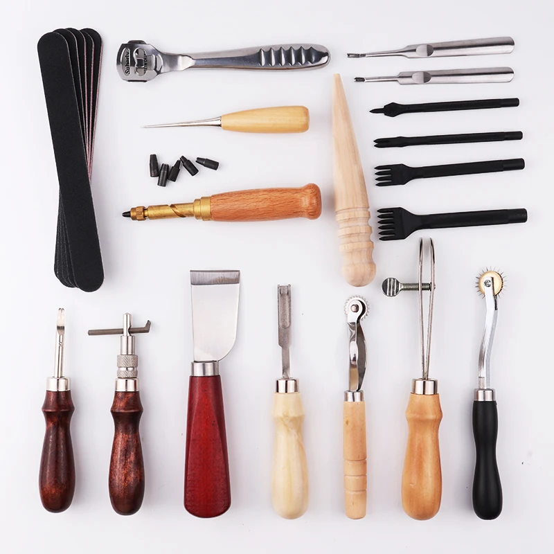 18 pcs/set Leather Craft Tools Kit Stitching Carving Working Sewing Saddle Groover Leather Processing Tool Set Sewing Supplies
18 pcs/set Leather Craft Tools Kit Stitching Carving Working Sewing Saddle Groover Leather Processing Tool Set Sewing Supplies