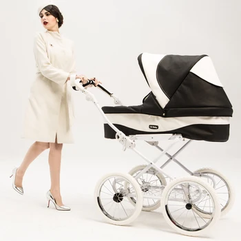 

High Quality Luxury Baby Stroller Chbaby Leather baby car four wheels Shockproof Baby carriage EU Royal Style Baby Pram