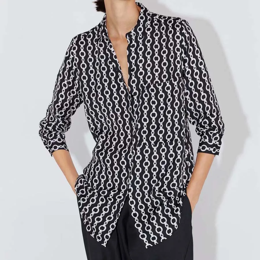 2019 New Chain Print Blouses Shirts Women Fashion Long Sleeve Chiffon Shirt for Office Ladies Autumn Top Brand Black Blouse
2019 New Chain Print Blouses Shirts Women Fashion Long Sleeve Chiffon Shirt for Office Ladies Autumn Top Brand Black Blouse