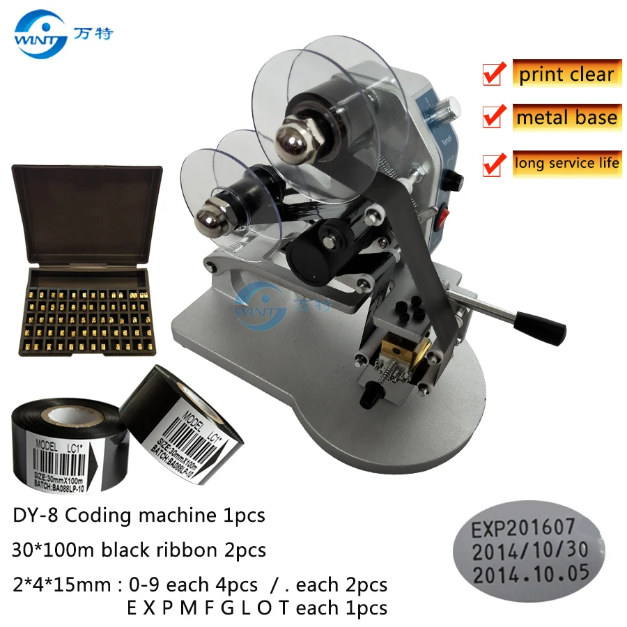 DY-8 ribbon direct heat type code printer production date number shelf life Aluminum plastic food packaging bag code printer
DY-8 ribbon direct heat type code printer production date number shelf life Aluminum plastic food packaging bag code printer