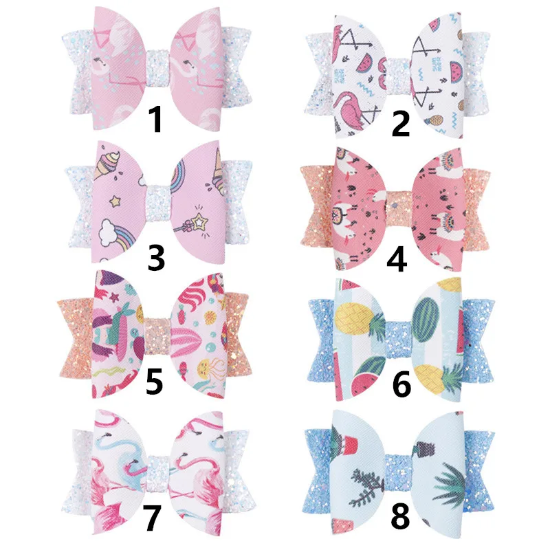 10pc/lot Glitter Flamingo Print 3 Inch Forked Tail Hair Bow Clips 7.5cm Cactus Girl Hairpin Faux Leather Unicorn Bow Barrette
10pc/lot Glitter Flamingo Print 3 Inch Forked Tail Hair Bow Clips 7.5cm Cactus Girl Hairpin Faux Leather Unicorn Bow Barrette