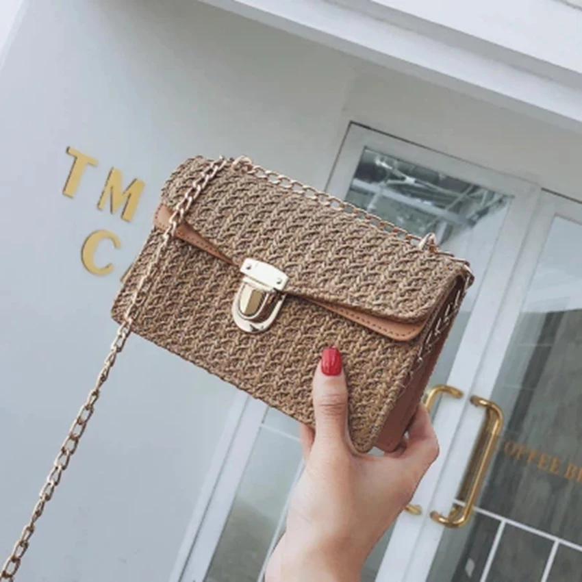 British style new fashion wild diagonal small square bag straw women's bag chain slung holiday leisure beach bag
British style new fashion wild diagonal small square bag straw women's bag chain slung holiday leisure beach bag