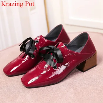 Krazing Pot big size cow leather med heel lace up women pumps square toe office lady elegant classics casual autumn shoes L3f6
Krazing Pot big size cow leather med heel lace up women pumps square toe office lady elegant classics casual autumn shoes L3f6
