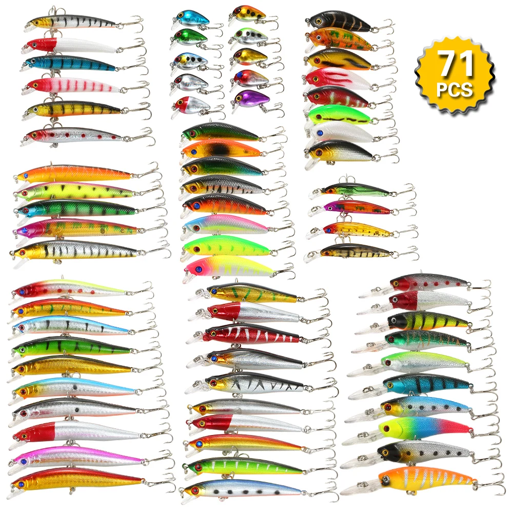 71 pcs Mixed Fishing Lure Set Kit Minnow Lures Crankbaits Artificial Heart Lure With Hook Bait Carp Fishing Tackle Accessories
71 pcs Mixed Fishing Lure Set Kit Minnow Lures Crankbaits Artificial Heart Lure With Hook Bait Carp Fishing Tackle Accessories