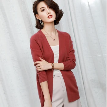 Women Cardigans Winter Fashion Thick Sweater 100% Pure Goat Cashmere Knitted Jumpers 6Colors Ladies Vneck Long Jackets Girl Tops
Women Cardigans Winter Fashion Thick Sweater 100% Pure Goat Cashmere Knitted Jumpers 6Colors Ladies Vneck Long Jackets Girl Tops