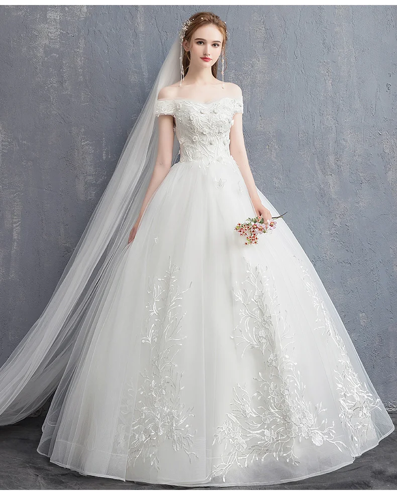 Boat neck wedding dresses flower decoration appliques floor length bridal dressgowns elegant long outdoor&church wedding party
Boat neck wedding dresses flower decoration appliques floor length bridal dressgowns elegant long outdoor&church wedding party