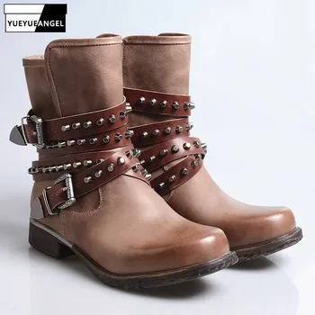 Genuine Leather Motorcycle Boots Female Autumn Vintage Rivet Punk Style Block Ankle Boots Design Women Cowboy Boots Plus Size 40
Genuine Leather Motorcycle Boots Female Autumn Vintage Rivet Punk Style Block Ankle Boots Design Women Cowboy Boots Plus Size 40