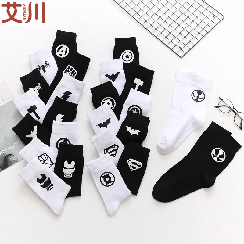 Super Hero Men's Socks Cotton Cartoon Captain America Batman Superman Spiderman Funny Socks Casual Solid Breathable New
Super Hero Men's Socks Cotton Cartoon Captain America Batman Superman Spiderman Funny Socks Casual Solid Breathable New