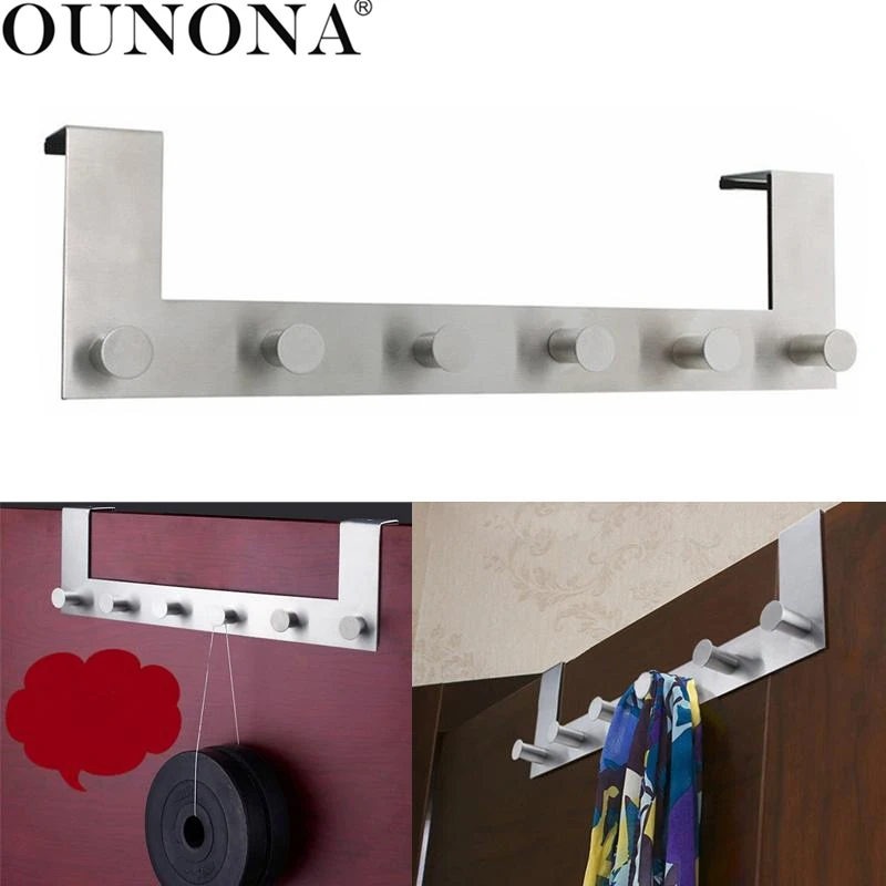 OUNONA Stainless Steel Over the Door Hooks Coat Hanger Door Hook Rack Wall Hanging Rack for Cloth Pants Hat Towel (6-Hook)
OUNONA Stainless Steel Over the Door Hooks Coat Hanger Door Hook Rack Wall Hanging Rack for Cloth Pants Hat Towel (6-Hook)