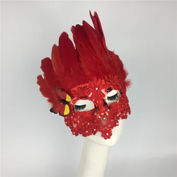 European and American Queen Red Feathers Upscale Exaggeration Ball Annual Meeting Mask Halloween Ladies Bar Party Mask
European and American Queen Red Feathers Upscale Exaggeration Ball Annual Meeting Mask Halloween Ladies Bar Party Mask