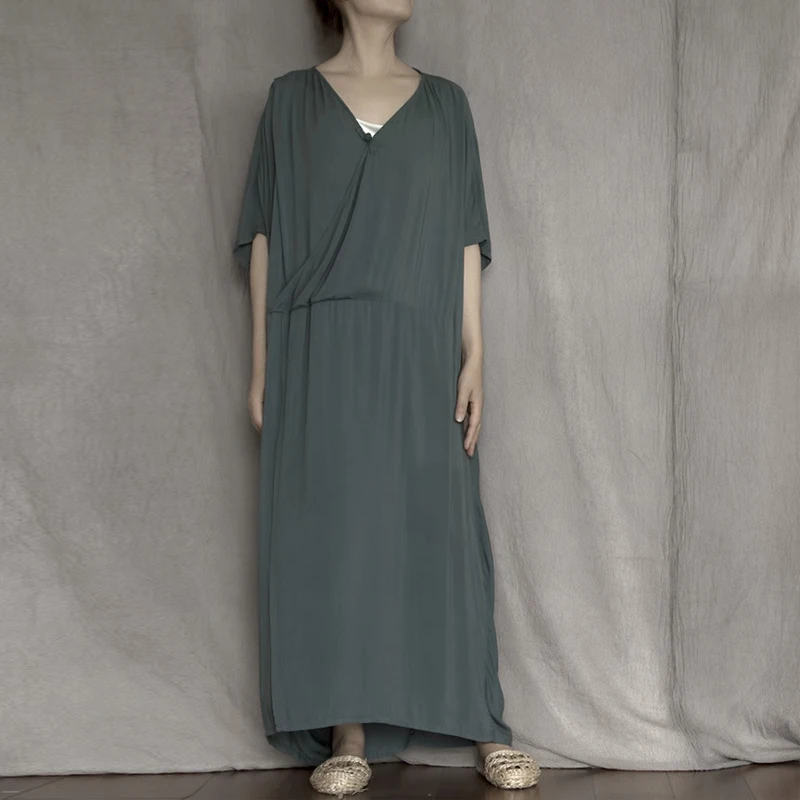 Johnature Vintage Summer Dress Loose Solid Short Sleeve Mid-calf Length V-neck Button National Style Cotton Women Dress
Johnature Vintage Summer Dress Loose Solid Short Sleeve Mid-calf Length V-neck Button National Style Cotton Women Dress