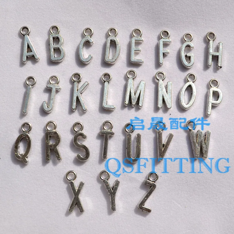 50pcs DIY jewelry Accessory 10MM Alloy Character Charms Beads Letter Silver Metal Letter Pendants Bracelet Making Departments
50pcs DIY jewelry Accessory 10MM Alloy Character Charms Beads Letter Silver Metal Letter Pendants Bracelet Making Departments