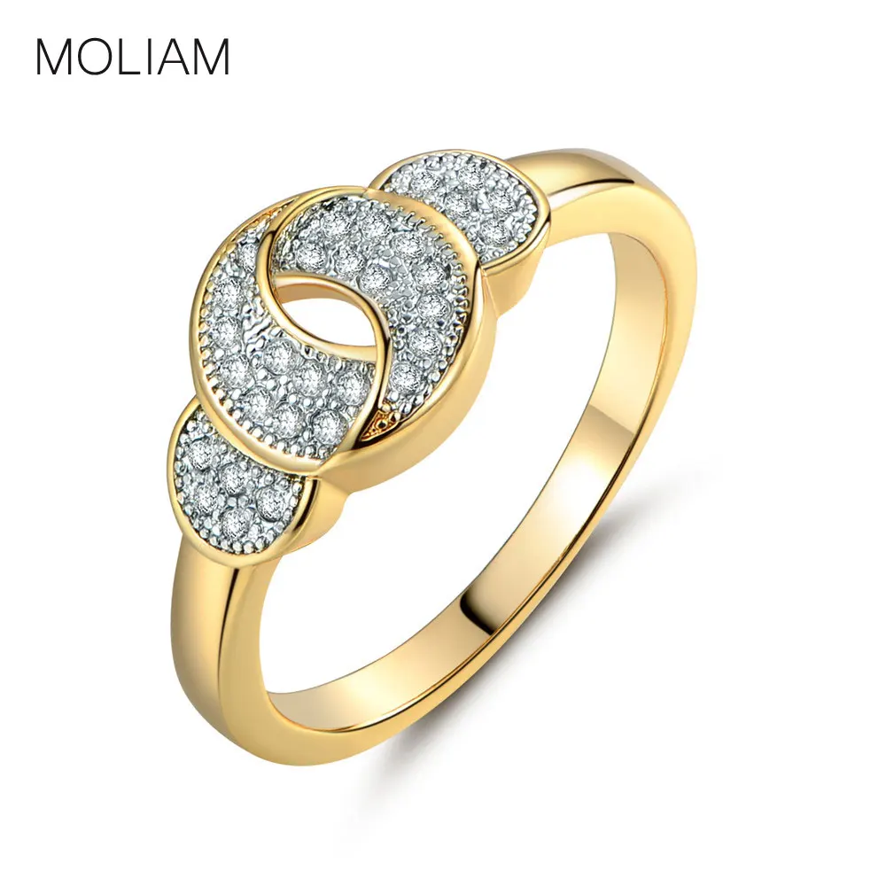 Мода moliam Twist Knot Rhinestone кольца для женщин золото цвет циркония Кристалл Проложить