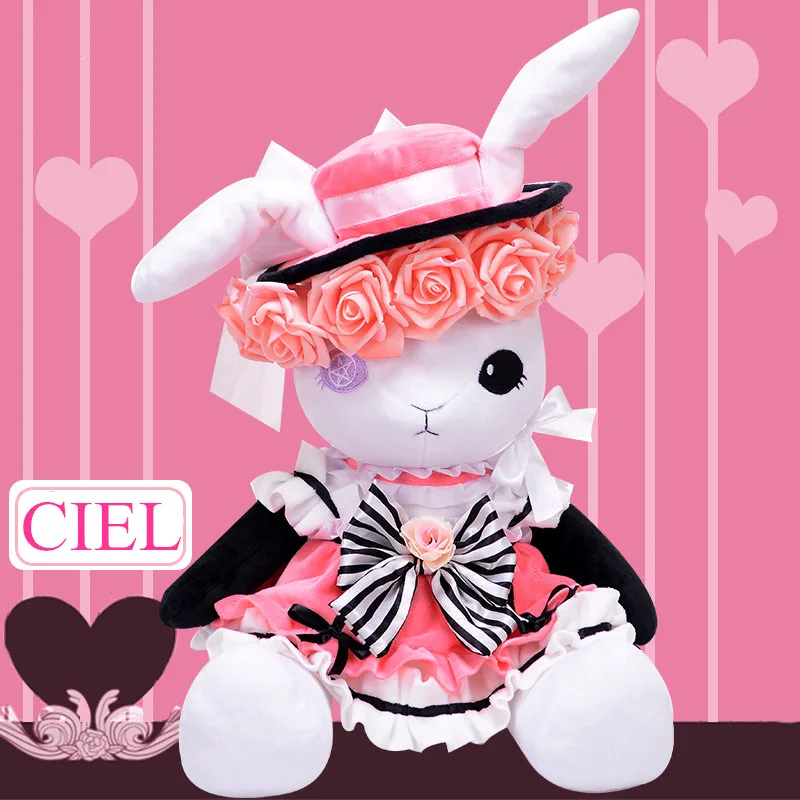 12" Anime Kuroshitsuji Black Butler Ciel Phantomhive Rabbit Bunny Plush Doll Toy