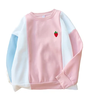 Autumn New Spell Color Stitching Harajuku Women Kawaii Strawberry Hoodies Fleece Loose Female Tracksuit Casual O-neck Sweatshirt
Autumn New Spell Color Stitching Harajuku Women Kawaii Strawberry Hoodies Fleece Loose Female Tracksuit Casual O-neck Sweatshirt