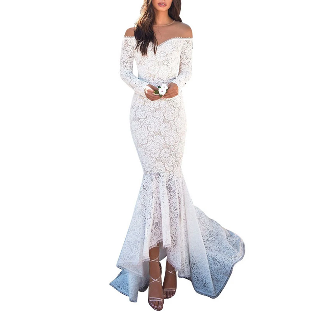 Vintage Women Lace Mermaid Dress Slash Neck Christmas White Dress 2018 Winter female Party Long Maxi dress vestido branco
Vintage Women Lace Mermaid Dress Slash Neck Christmas White Dress 2018 Winter female Party Long Maxi dress vestido branco