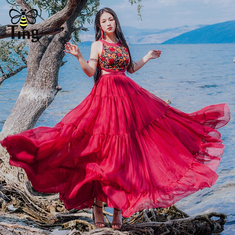 Tingfly Summer Long Maxi Dress Boho High Quality Embroidery Slim A Lime Hem Charming Luxury Party Dresses Red Waist Cut Out Dres
Tingfly Summer Long Maxi Dress Boho High Quality Embroidery Slim A Lime Hem Charming Luxury Party Dresses Red Waist Cut Out Dres