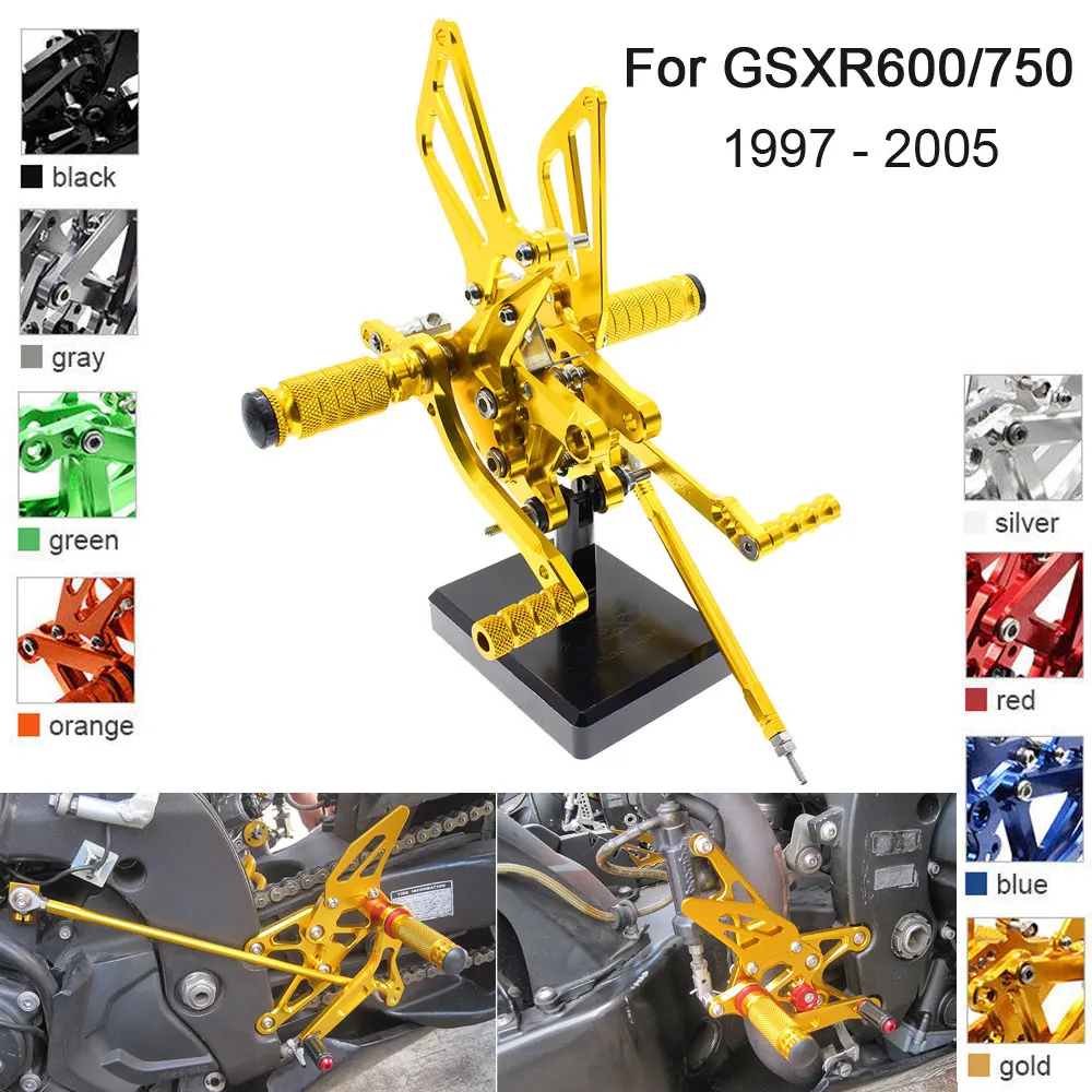 CNC Aluminum Adjustable Rearsets Foot Pegs For Suzuki GSXR 600 750 GSXR600 GSXR750 1997 1998 1999 2000 2001 2002 2003 2004 2005
CNC Aluminum Adjustable Rearsets Foot Pegs For Suzuki GSXR 600 750 GSXR600 GSXR750 1997 1998 1999 2000 2001 2002 2003 2004 2005