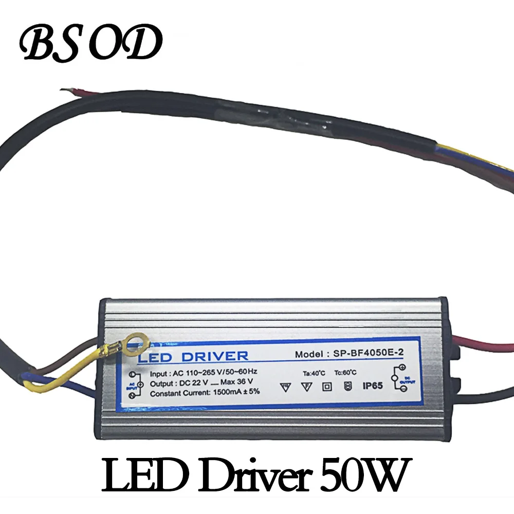 BSOD LED Driver 50W Power Supply Aluminum Waterproof IP65Transformer Input Voltage AC110-265V Out Voltage DC22-36V 1500ma
BSOD LED Driver 50W Power Supply Aluminum Waterproof IP65Transformer Input Voltage AC110-265V Out Voltage DC22-36V 1500ma