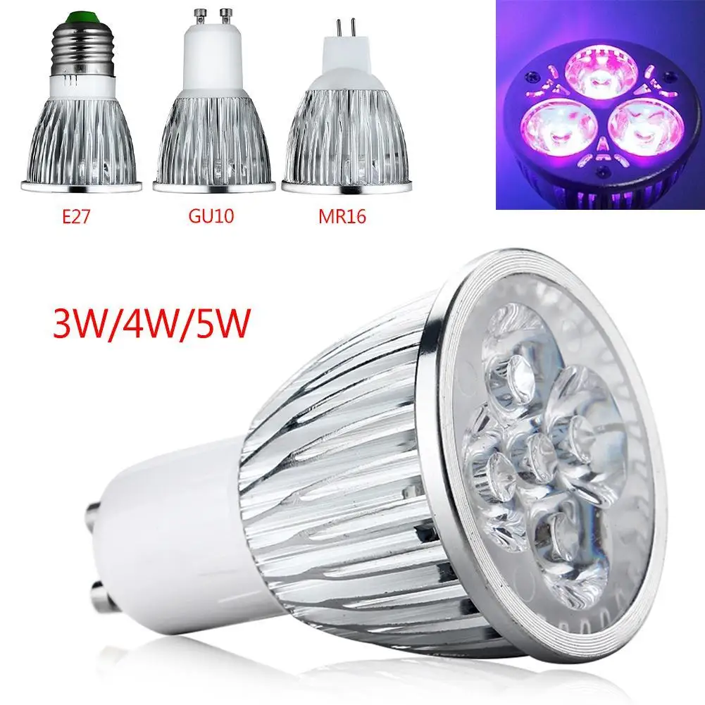 3W 4W 5W E27 GU10 AC 85-265V UV LED Ultraviolet 395-400nm Spotlight Lamp Bulb MR16 12V Violet Light NEW High Quality
3W 4W 5W E27 GU10 AC 85-265V UV LED Ultraviolet 395-400nm Spotlight Lamp Bulb MR16 12V Violet Light NEW High Quality