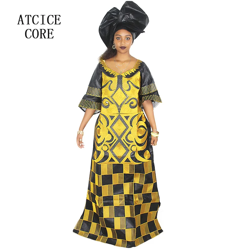 Африканское платье Дашики дизайнерское длинное с вышивкой дизайн Базина слишком