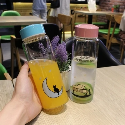 Cartoon glass bottle student cat portable creative trend fresh art easy drinking bottle
Cartoon glass bottle student cat portable creative trend fresh art easy drinking bottle