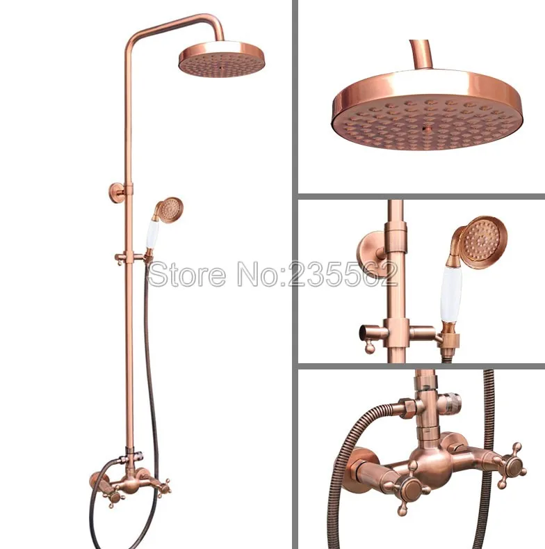 Wall Mounted Cross Handles Rain Shower Faucet Set Bathroom Shower Mixer Tap Antique Red Copper Finish lrg525
Wall Mounted Cross Handles Rain Shower Faucet Set Bathroom Shower Mixer Tap Antique Red Copper Finish lrg525