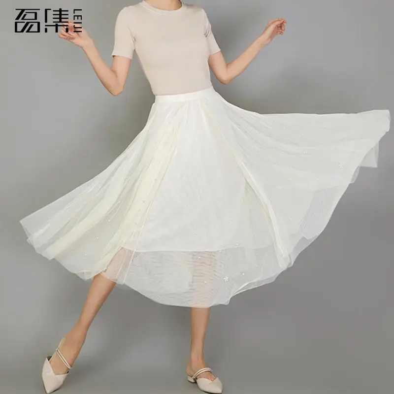 Tulle Skirts Womens Plus Size Beading Tulle Skirt Elastic High Waist Pleated Midi Skirt Black Gray White 
Tulle Skirts Womens Plus Size Beading Tulle Skirt Elastic High Waist Pleated Midi Skirt Black Gray White