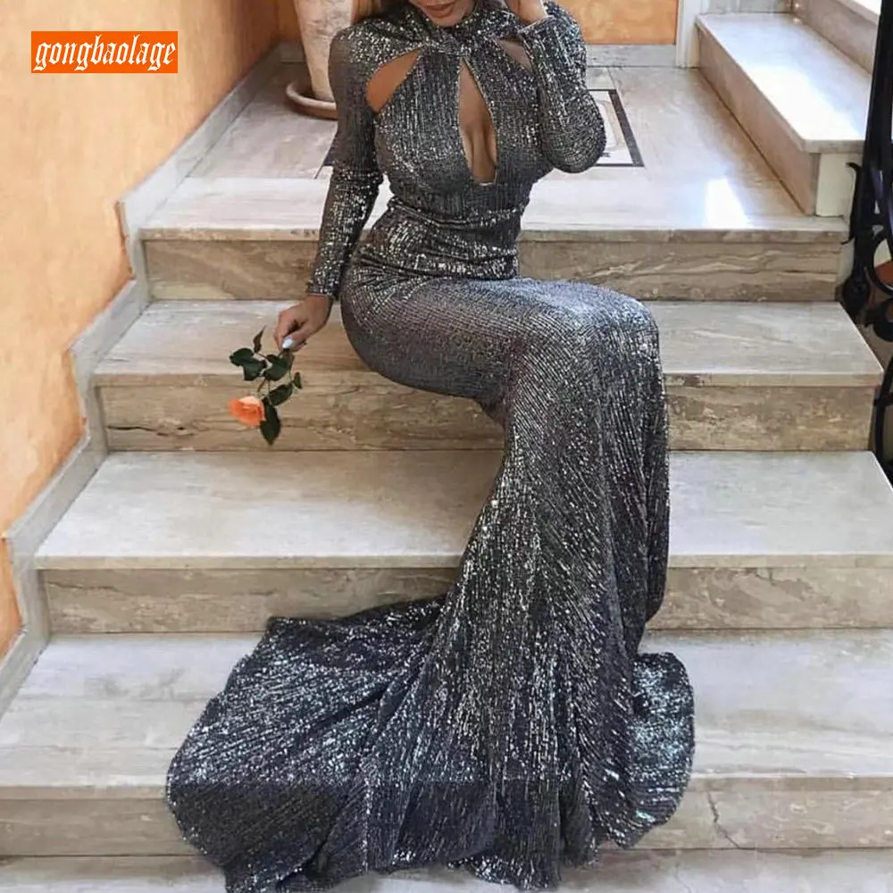Sexy Gray Mermaid Evening Gowns 2019 Evening Dresses Long Party gongbaolage High Neck Sequined Pageant Guest Women Formal Dress
Sexy Gray Mermaid Evening Gowns 2019 Evening Dresses Long Party gongbaolage High Neck Sequined Pageant Guest Women Formal Dress