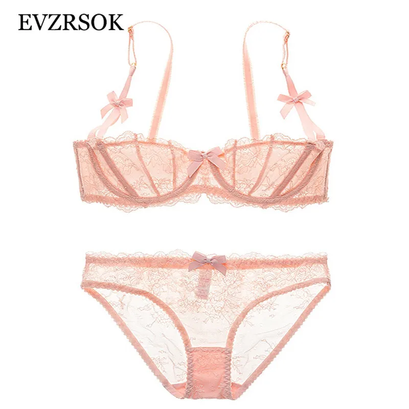 Women Embroidery Transparent Bra Set Pink Ultrathin Underwear Set 1/2 Cup Bras Sexy Brassiere Black Temptation Lace Lingerie Set
Women Embroidery Transparent Bra Set Pink Ultrathin Underwear Set 1/2 Cup Bras Sexy Brassiere Black Temptation Lace Lingerie Set