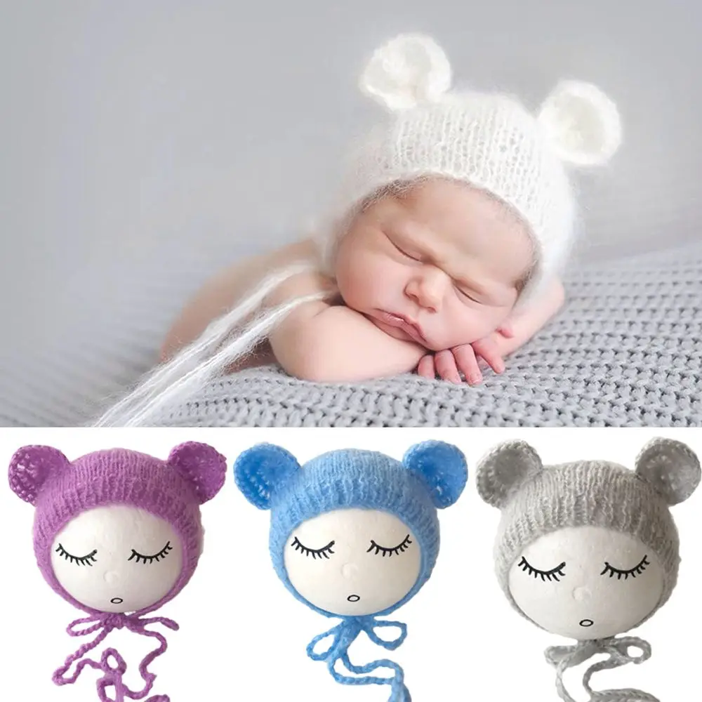 2018 Newborn Mohair Ear Bear Bonnet 0-6 Month Newborn Hat Baby Handmade Knit Soft Mohair Bonnet Newborn Photography Props
2018 Newborn Mohair Ear Bear Bonnet 0-6 Month Newborn Hat Baby Handmade Knit Soft Mohair Bonnet Newborn Photography Props