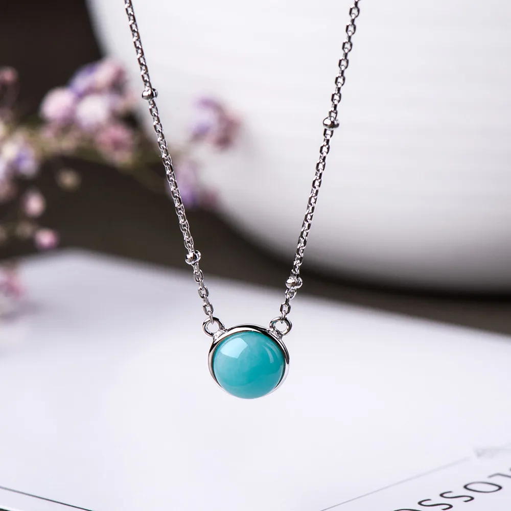Real 925 Sterling Silver Natural Amazonite Stone 8MM Jewelry Pendant Blue-Green Crystal Charm Necklace, Creates Relaxing Feel
Real 925 Sterling Silver Natural Amazonite Stone 8MM Jewelry Pendant Blue-Green Crystal Charm Necklace, Creates Relaxing Feel