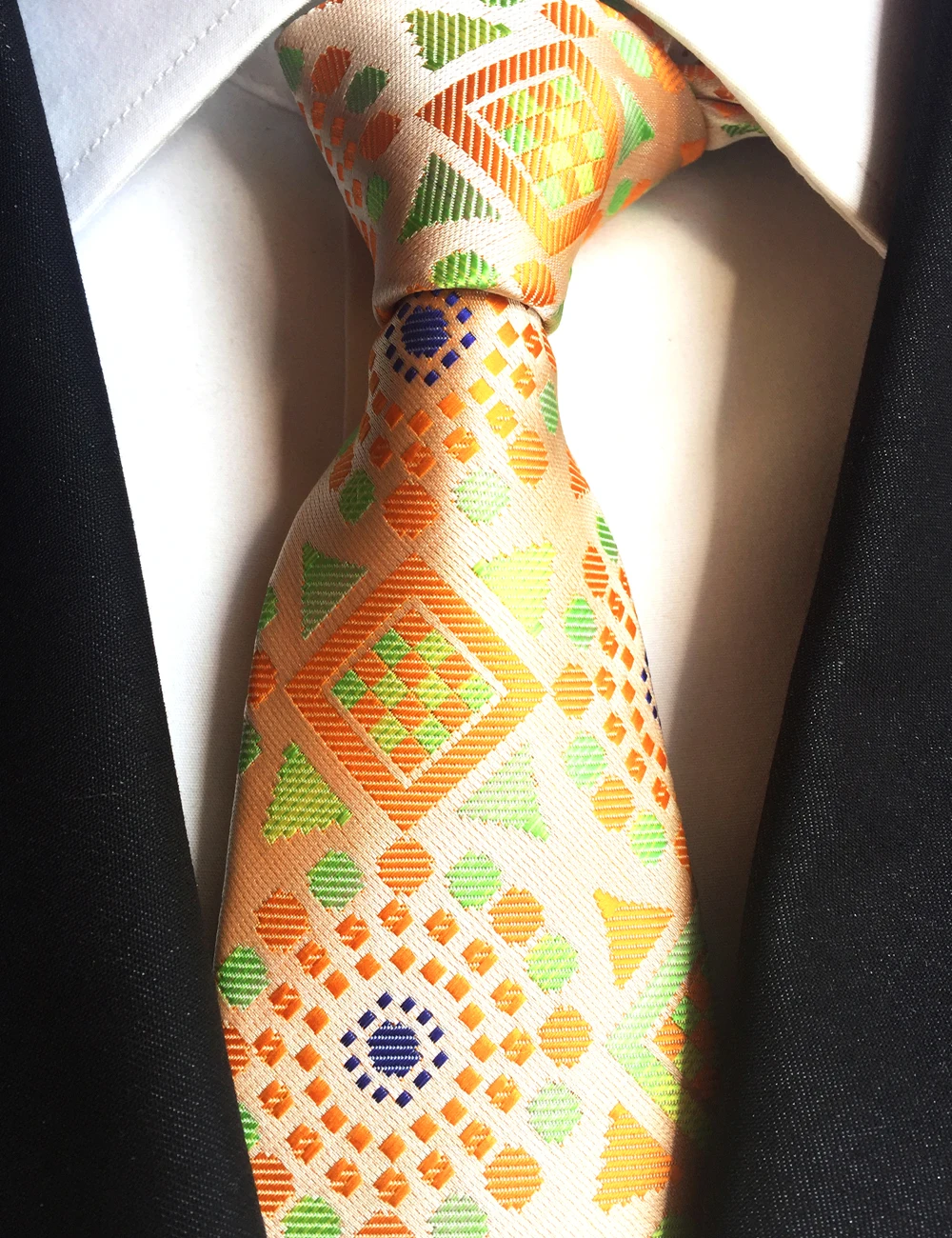 Роскошный Официальный галстук 8 см стильный золотисто-желтый геометрический |