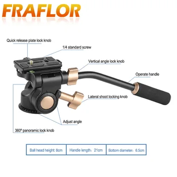 3 Way Fluid Head Camera Tripod Head Aluminum Alloy Damping Panhead with 1/4'' screw Long Handel with 360 Degree Panoramic Shot
3 Way Fluid Head Camera Tripod Head Aluminum Alloy Damping Panhead with 1/4'' screw Long Handel with 360 Degree Panoramic Shot