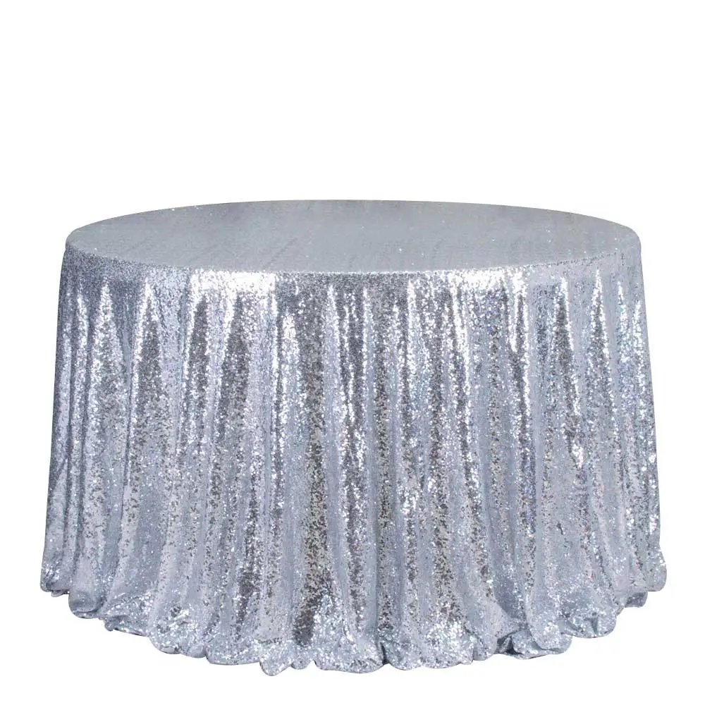 RUBIHOME Sliver Gold Sequins Round Tablecloth Table Cover for Wedding Party Christmas Decoration