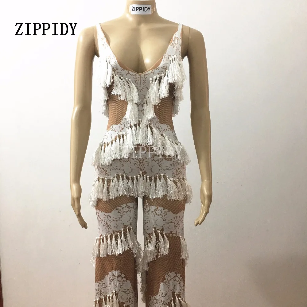 Fashion White Tassel Leggings Rompers Prom Outfit Birthday Party Backless Bodysuit Nightclub Show Costume Female Evening Wear
Fashion White Tassel Leggings Rompers Prom Outfit Birthday Party Backless Bodysuit Nightclub Show Costume Female Evening Wear