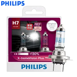 Philips H7 X-treme Vision Plus 12В 55 Вт Автомобильная галогеновая фар автомобиля лампа ECE утвердить 130% ярче 12972XVP S2, пара
