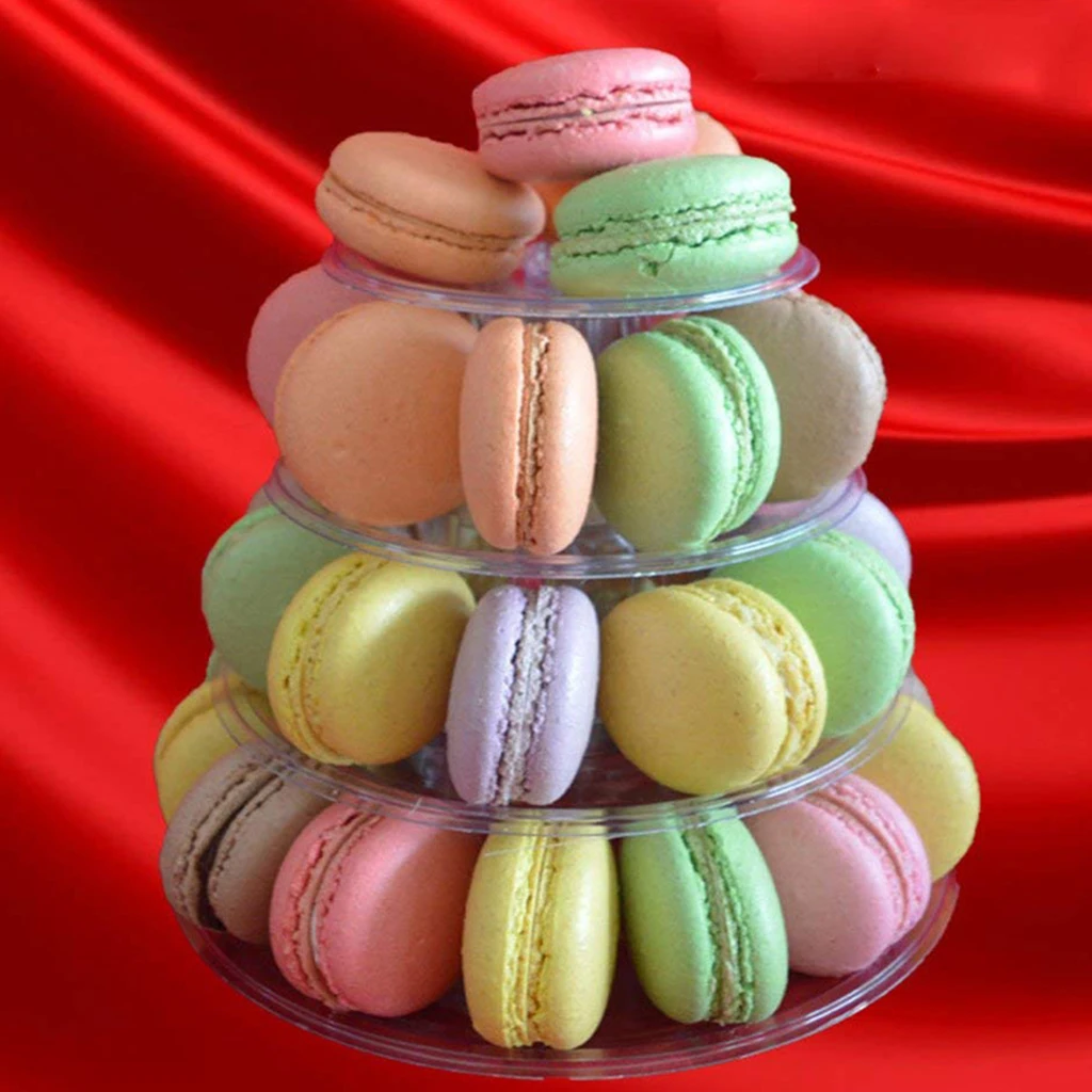 4 Tier Clear Macaron French Macaroons Tower Cake Cupacake Stand Box Weddings
