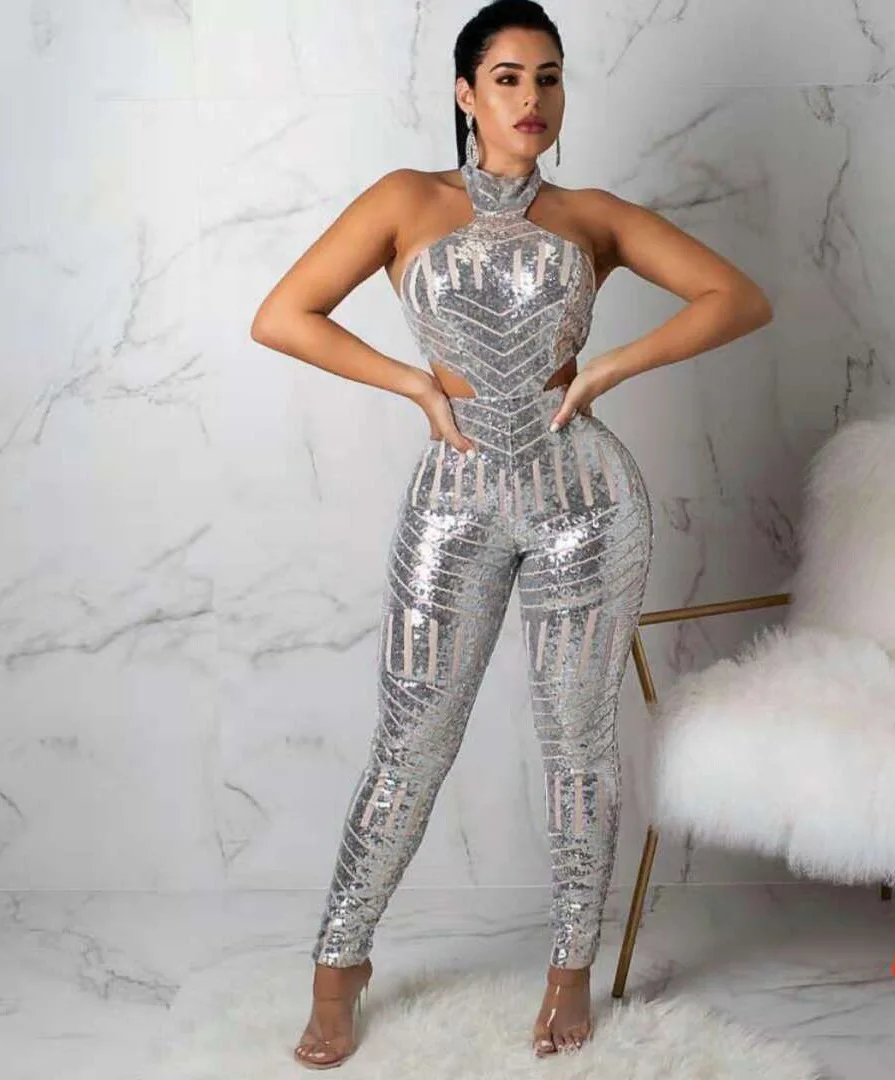 New Arrival Silver sleeveless Sequined Jumpsuit 2019 Women Elegant O-Neck Celebrity evening party bodycon Bandage Jumpsuits
New Arrival Silver sleeveless Sequined Jumpsuit 2019 Women Elegant O-Neck Celebrity evening party bodycon Bandage Jumpsuits