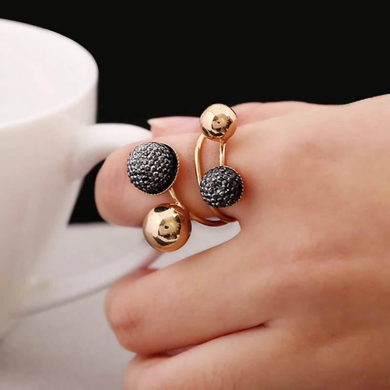 Silver and Gold-Color Korean Elegant Women Lovely Girls Adjustable Opening Rings with Metal Double Beads
Silver and Gold-Color Korean Elegant Women Lovely Girls Adjustable Opening Rings with Metal Double Beads
