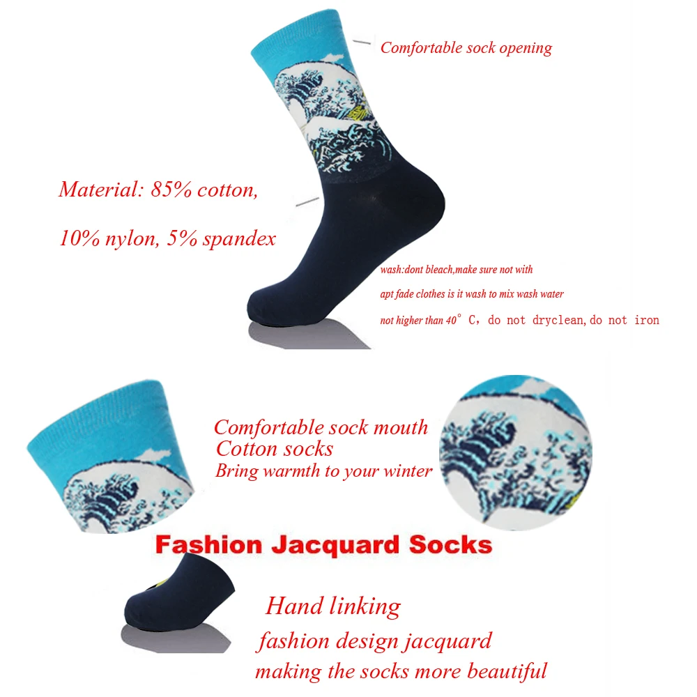 Harajuku Autumn Winter Retro Women Personality Art Van Gogh Mural World Famous Painting Male Socks Oil Funny Happy Socks HS84-08
Harajuku Autumn Winter Retro Women Personality Art Van Gogh Mural World Famous Painting Male Socks Oil Funny Happy Socks HS84-08