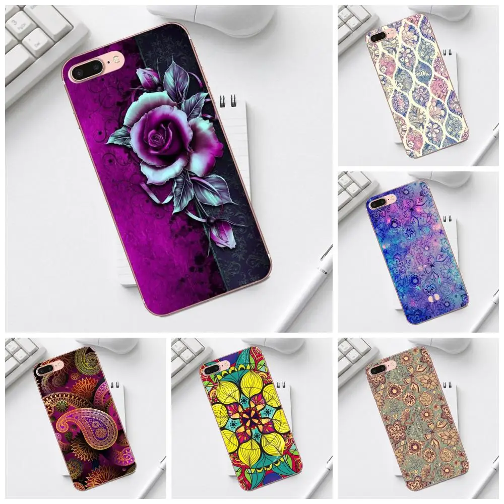 Ретро Мандала красивые цветы Мягкий TPU телефон для iPhone 4 4S 5 5C SE 6 6S 7 8 Plus X XS Max XR Galaxy A3