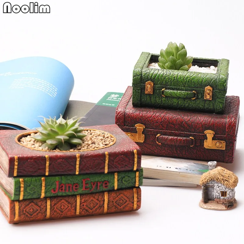 NOOLIM 2Pcs/set Resin Flowerpot Book Succulent Plant Pot Suitcase Flower Pot Home Garden Decor Bonsai Planter 1 Book+1 Suitcase
NOOLIM 2Pcs/set Resin Flowerpot Book Succulent Plant Pot Suitcase Flower Pot Home Garden Decor Bonsai Planter 1 Book+1 Suitcase