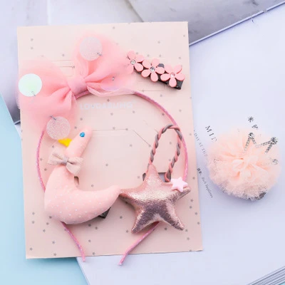 1 компл. = 4 шт. + повязка на голову для девочек заколки бутик Gift Box Set Дети бантом