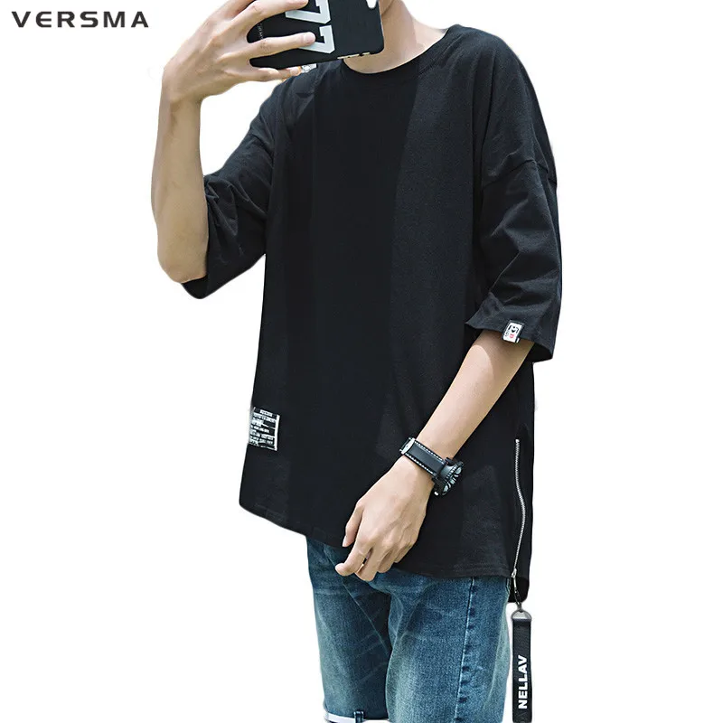 VERSMA 2017 Fashion Korean Harajuku Ribbon Side Zipper Patchwork T-shirt Men Summer Hip Hop Dovetail Loose Oversize T Shirts Men
VERSMA 2017 Fashion Korean Harajuku Ribbon Side Zipper Patchwork T-shirt Men Summer Hip Hop Dovetail Loose Oversize T Shirts Men